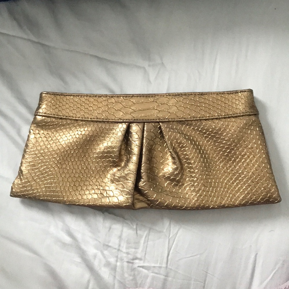 Embossed Faux Leather Metallic Clutch